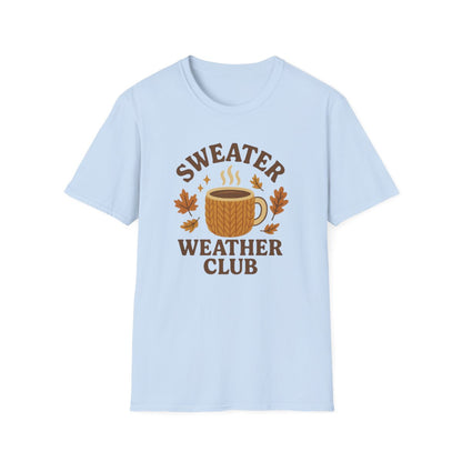natural t-shirt with bold sweater weather club autumn print