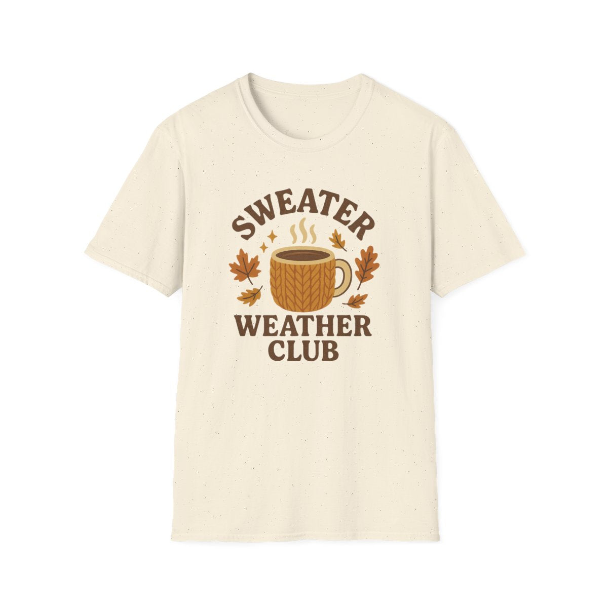 white t-shirt with sweater weather club graphic print for autumn lovers