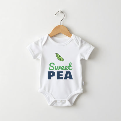 Sweet Pea white baby grow on a hanger