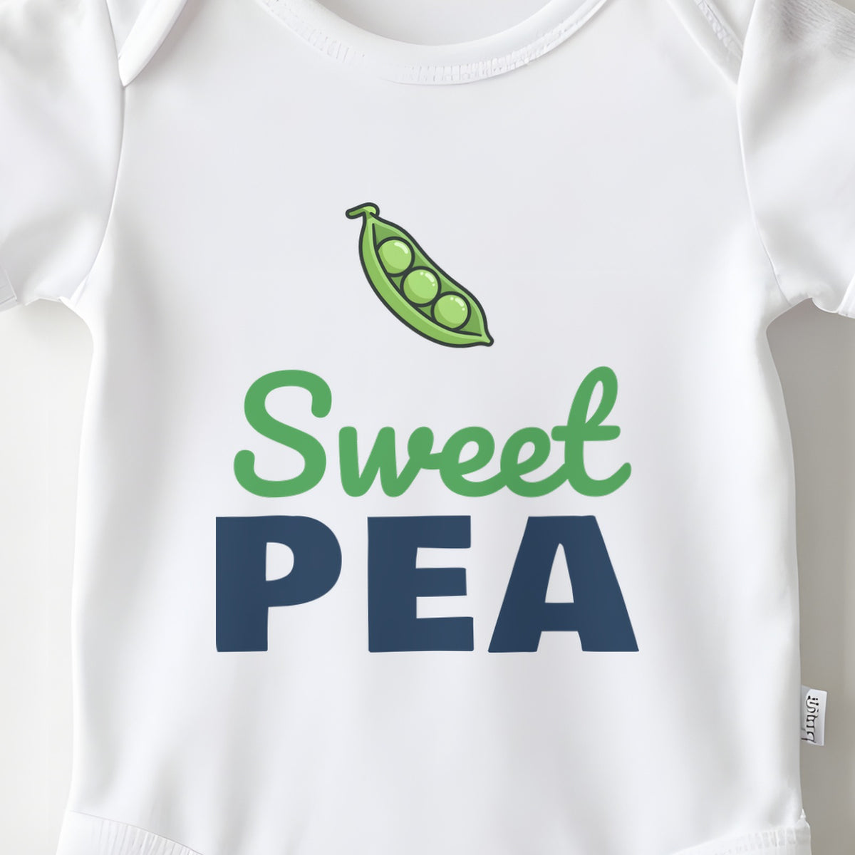 Sweet Pea baby grow print close-up