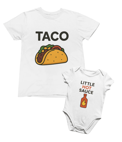 Taco & Little Hot Sauce Matching T-Shirt Gift Set matching outfit set product image 1 from Beast and Beauty