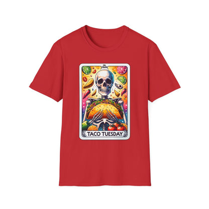 taco Tuesday tarot t-shirt available in multiple colors and sizes