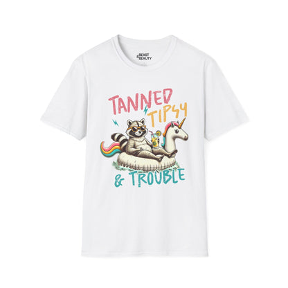 tanned tipsy & trouble t-shirt white t-shirt gift gift idea