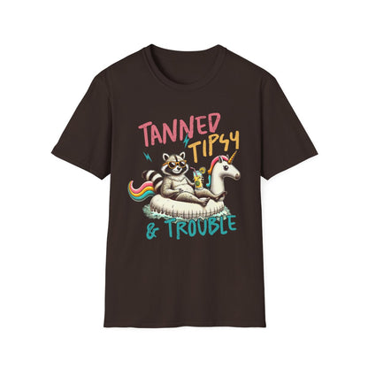 Tanned Tipsy & Trouble T-Shirt - funny t-shirt by Cheeky Business