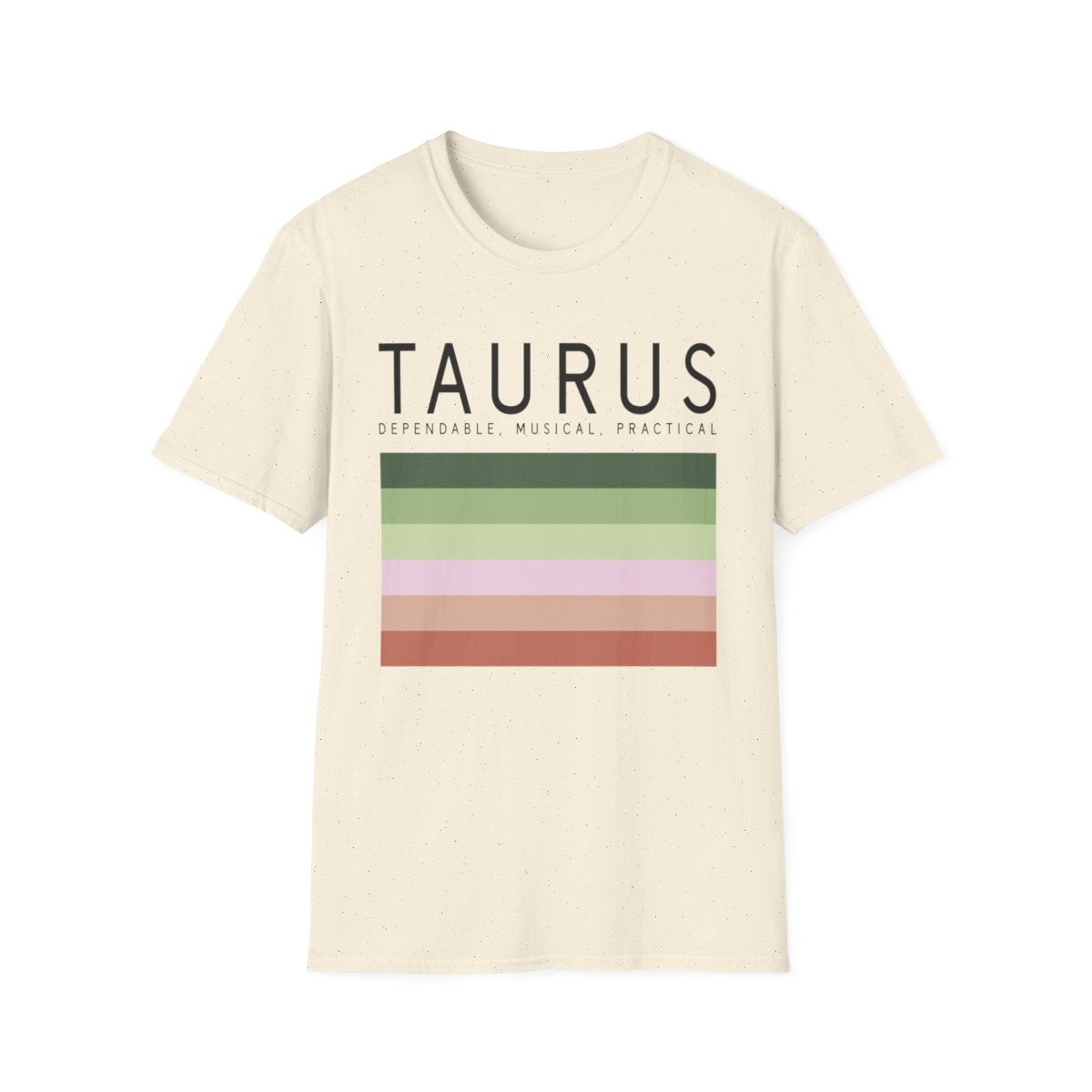 natural t-shirt with taurus zodiac astrology design flat lay