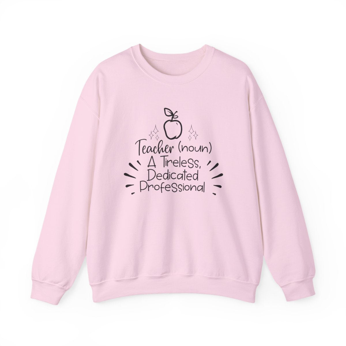 light pink sweatshirt with teacher definition graphic design