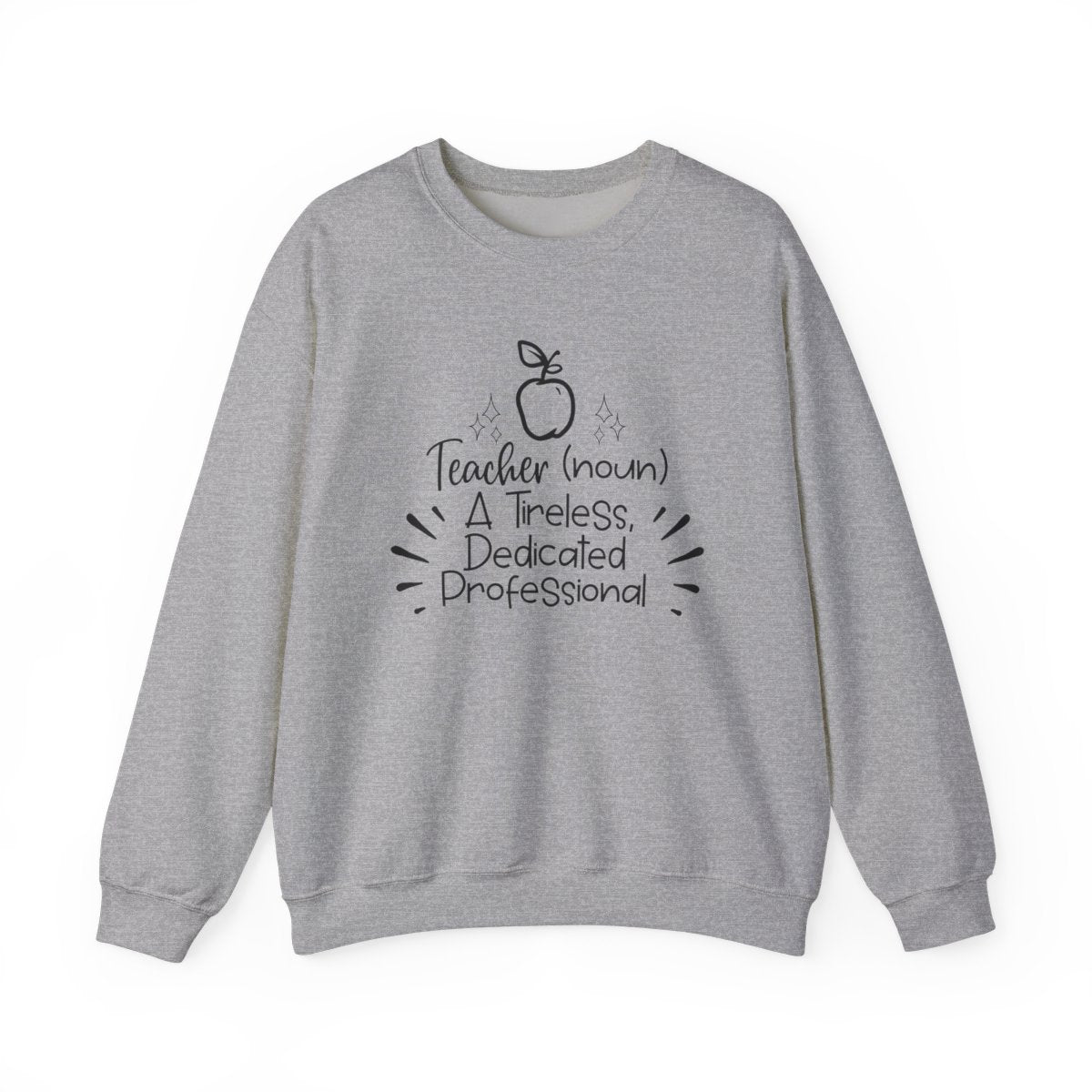 white sweatshirt with bold teacher definition design
