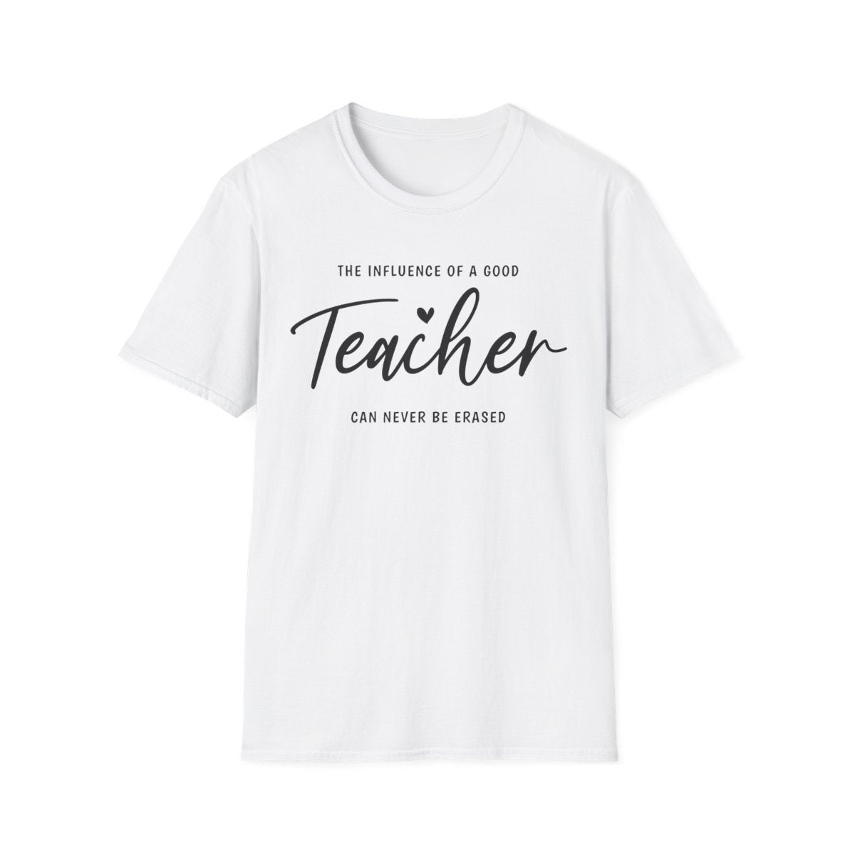 light blue t-shirt with teacher influence inspirational typography design