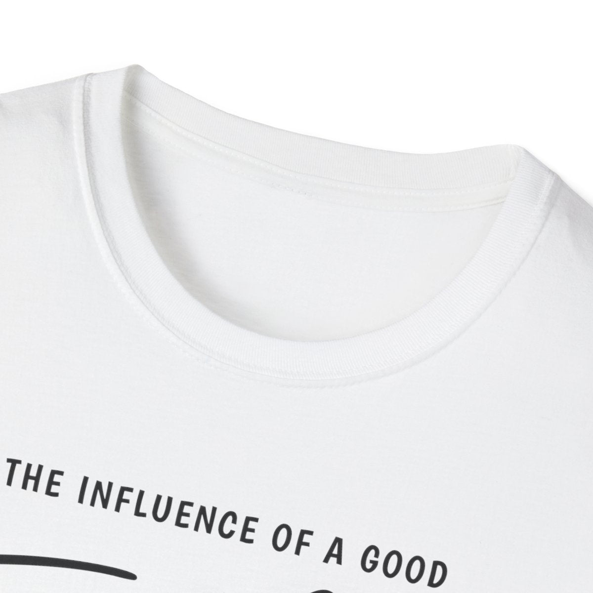 teacher influence t-shirt close-up of printed typography design detail