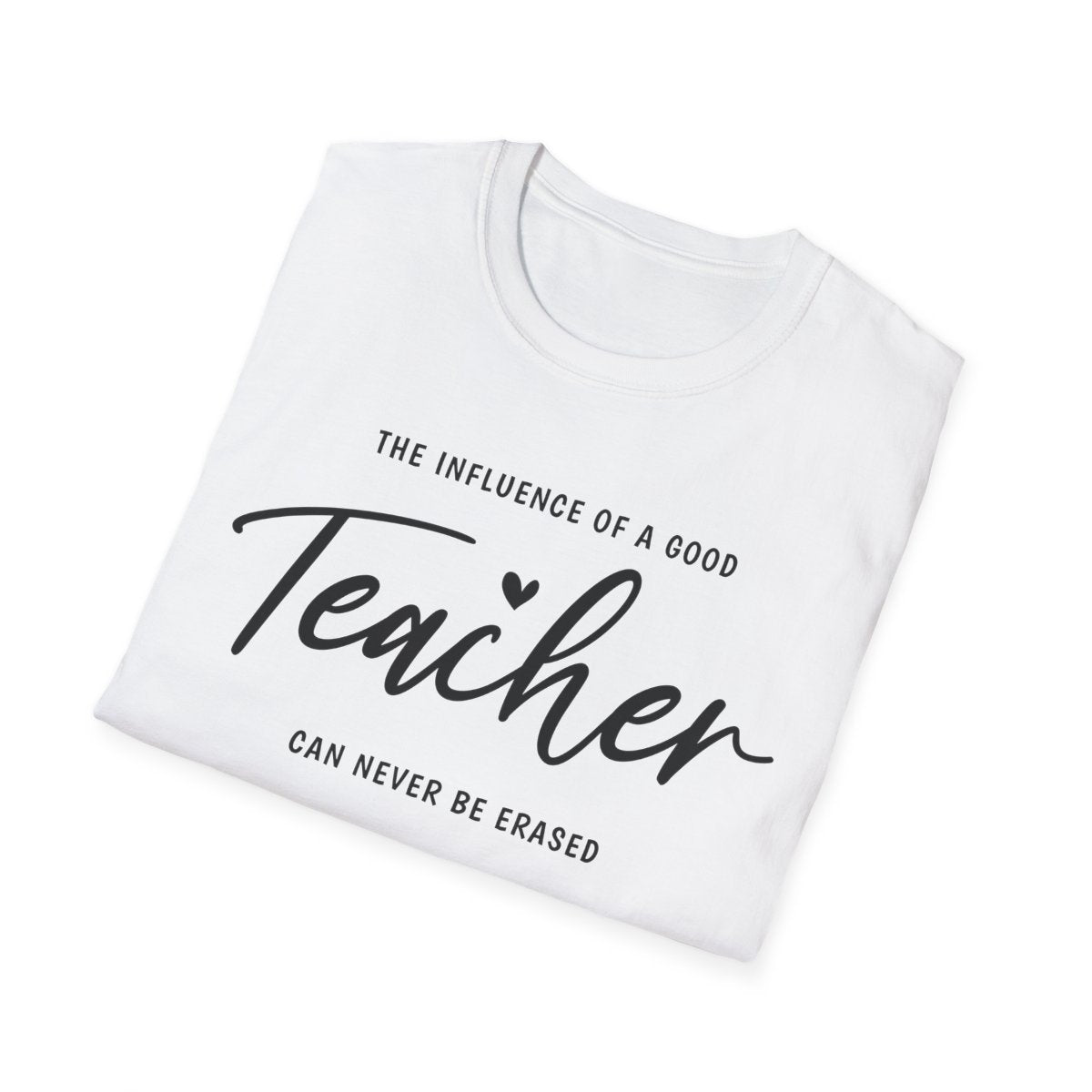educator wearing light blue teacher influence inspirational t-shirt