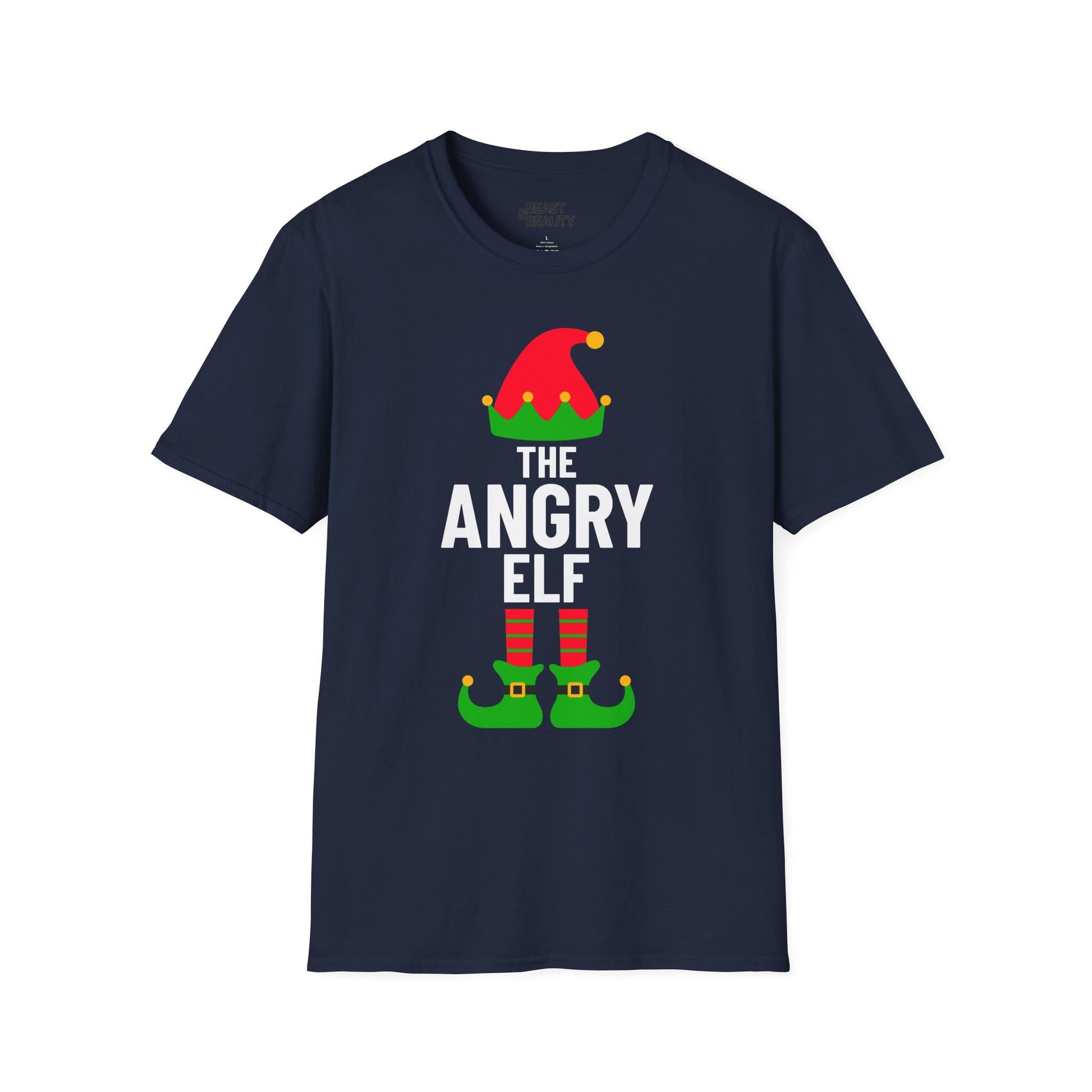 the angry elf christmas t-shirt navy t-shirt Christmas gift idea