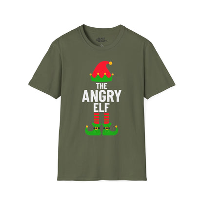 the angry elf christmas t-shirt military green t-shirt Christmas gift idea