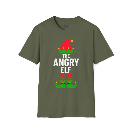 the angry elf christmas t-shirt military green t-shirt Christmas gift idea