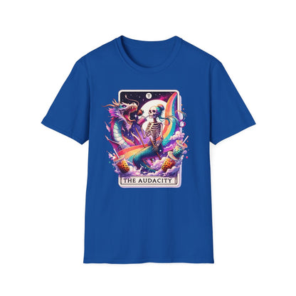 black t-shirt with mystical the audacity tarot graphic