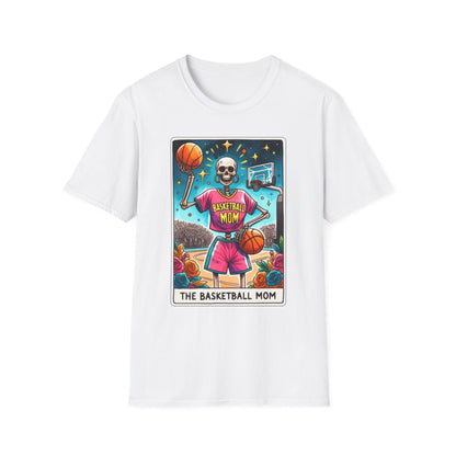dark chocolate t-shirt with tarot-inspired basketball mom artwork