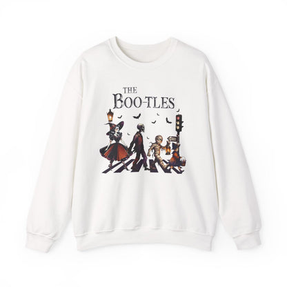 sport grey sweatshirt with the boo-tles parody design featuring halloween characters