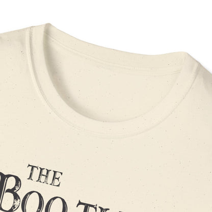 light blue t-shirt showing the bootles parody crosswalk graphic close-up detail
