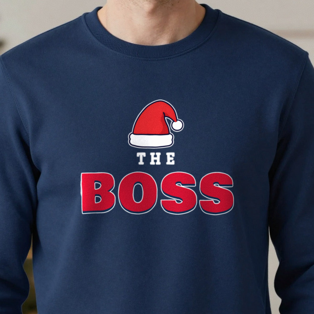The Boss Christmas Jumper & T-Shirt close-up
