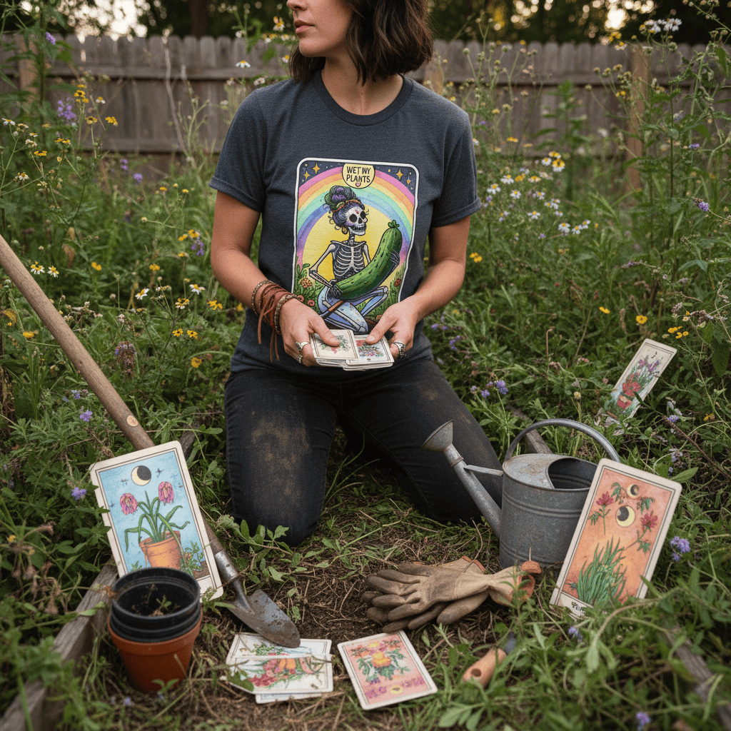 the dirty hoe tarot gardening t-shirt t-shirt eighth colour product image