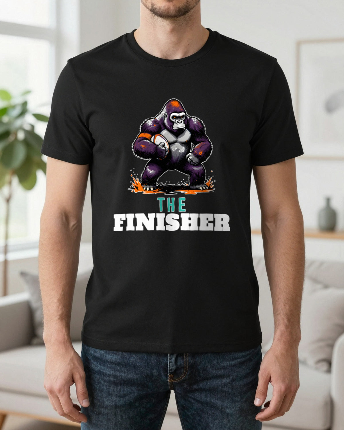 The Finisher Funny Rugby T-Shirt & Sweatshirt worn