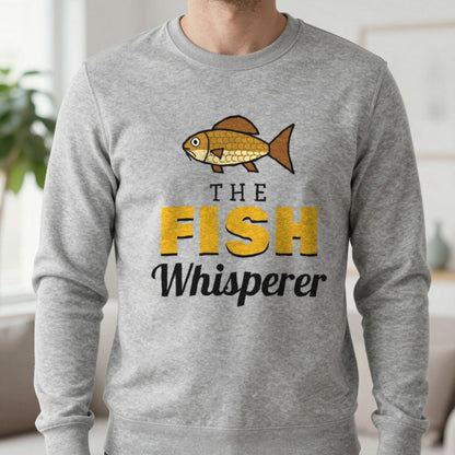 The Fish Whisperer Funny Fishing T-Shirt & Sweatshirt in Sport Grey (Sweatshirt), worn, our photo