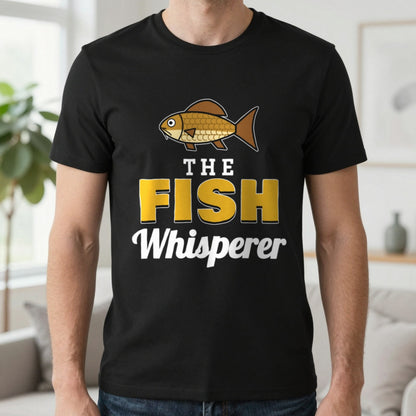 The Fish Whisperer Funny Fishing T-Shirt & Sweatshirt in Black (T-Shirt), worn, our photo