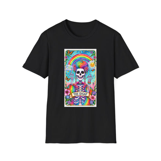 The IDGAF Skeleton Tarot Card Graphic T-Shirt