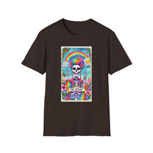 The IDGAF Skeleton Tarot Card Graphic T-Shirt