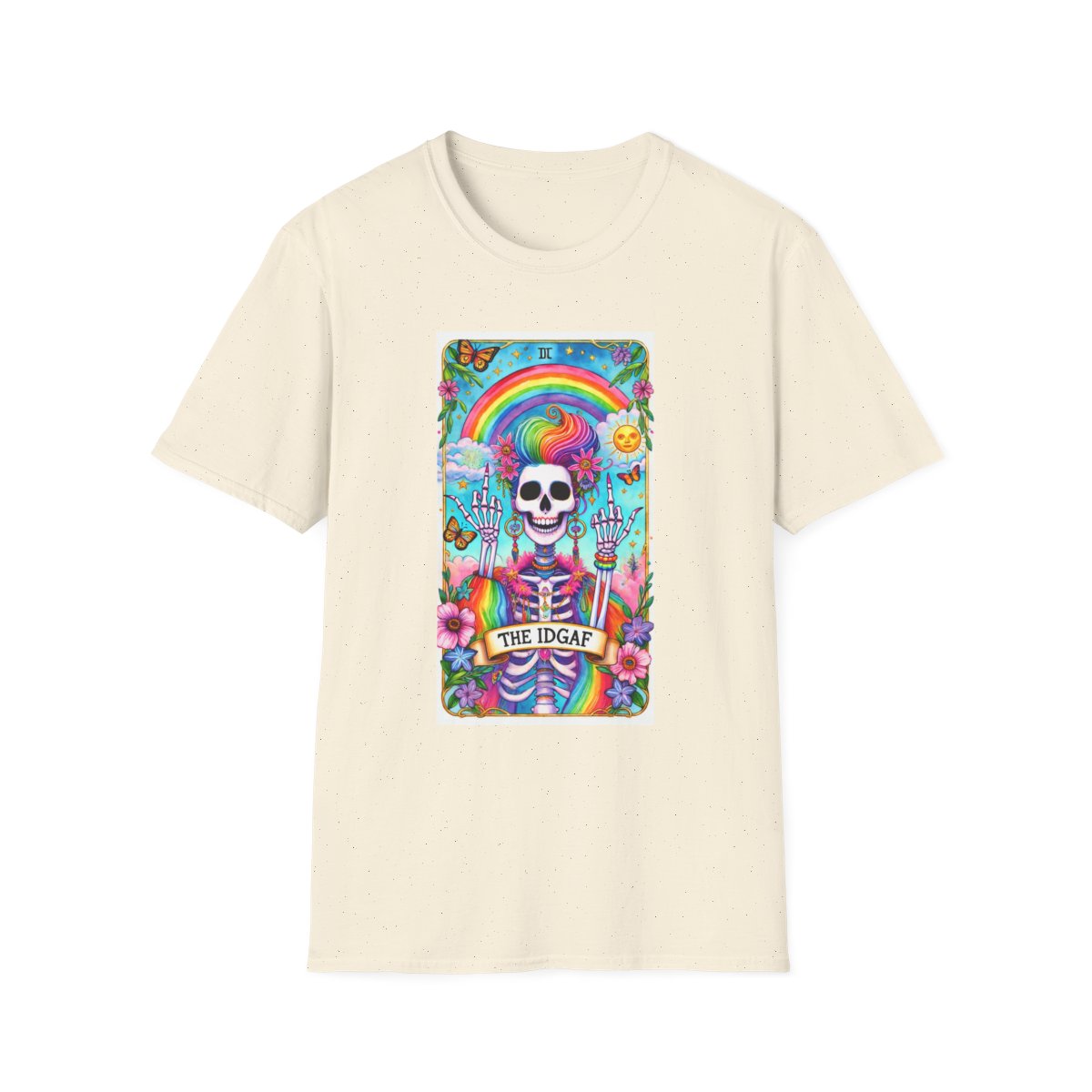 The IDGAF Skeleton Tarot Card Graphic T-Shirt - funny t-shirt by Cheeky Business