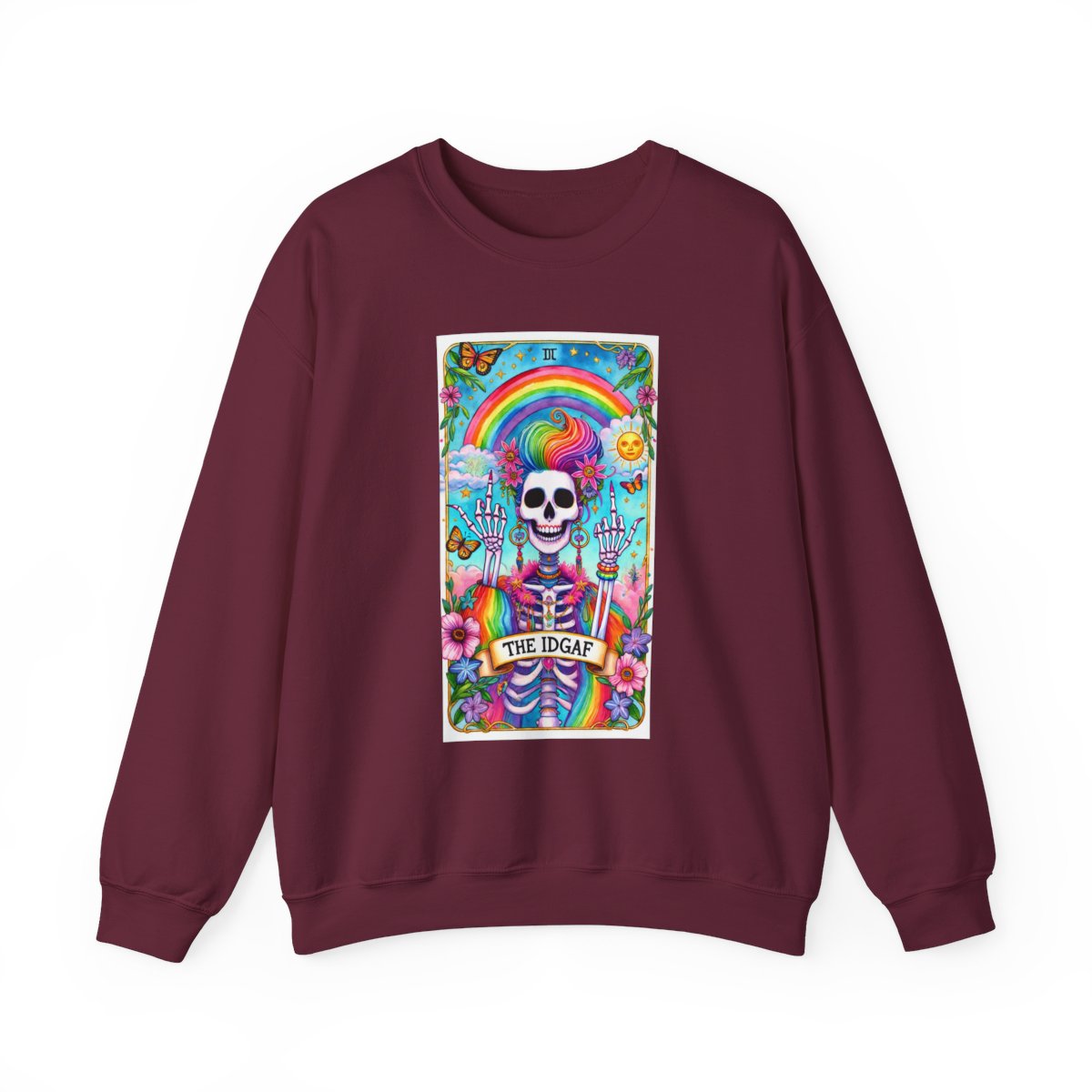The IDGAF Skeleton Tarot Card Sweatshirt - funny sweatshirt by Cheeky Business