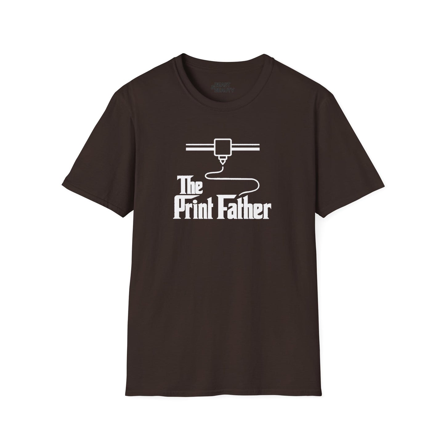 The Print Father T-Shirt - Funny Godfather 3D Printing Gift Dark Chocolate / S gift_idea unique_gift personalised_gift
