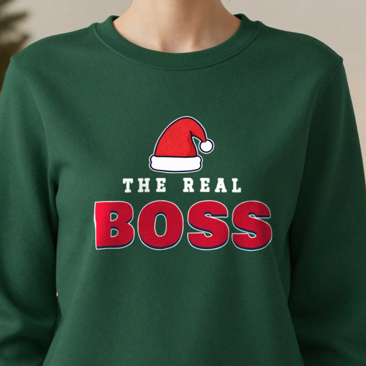 The Real Boss Christmas Jumper & T-Shirt close-up