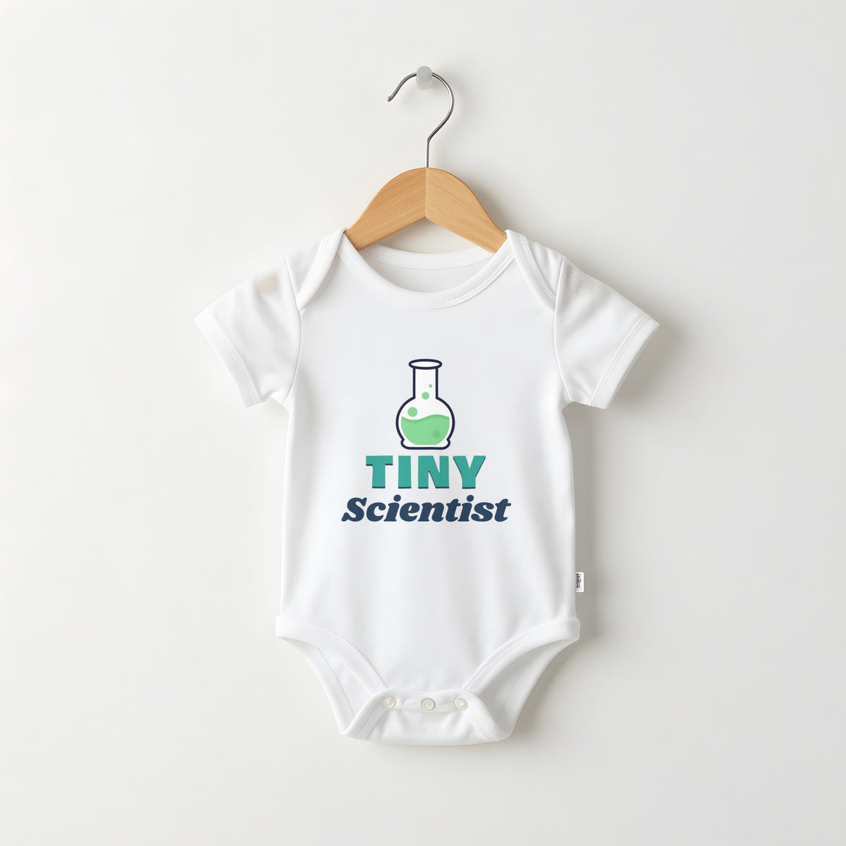 Tiny Scientist white baby grow on a hanger