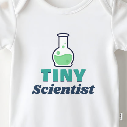 Tiny Scientist baby grow print close-up