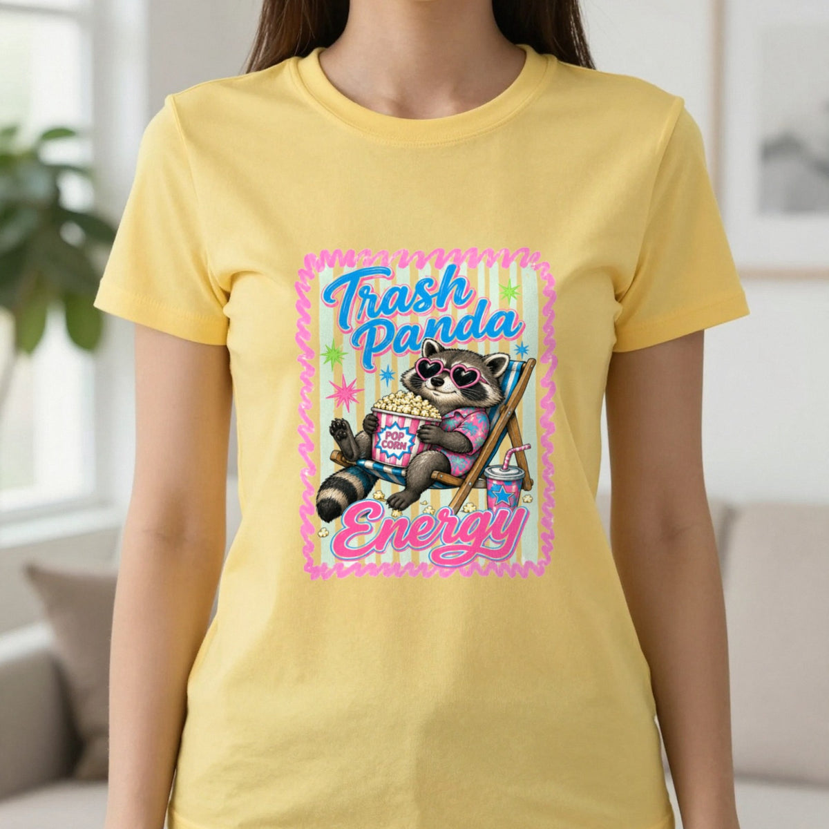 Trash Panda Energy T-Shirt & Sweatshirt in Daisy, worn, our photo