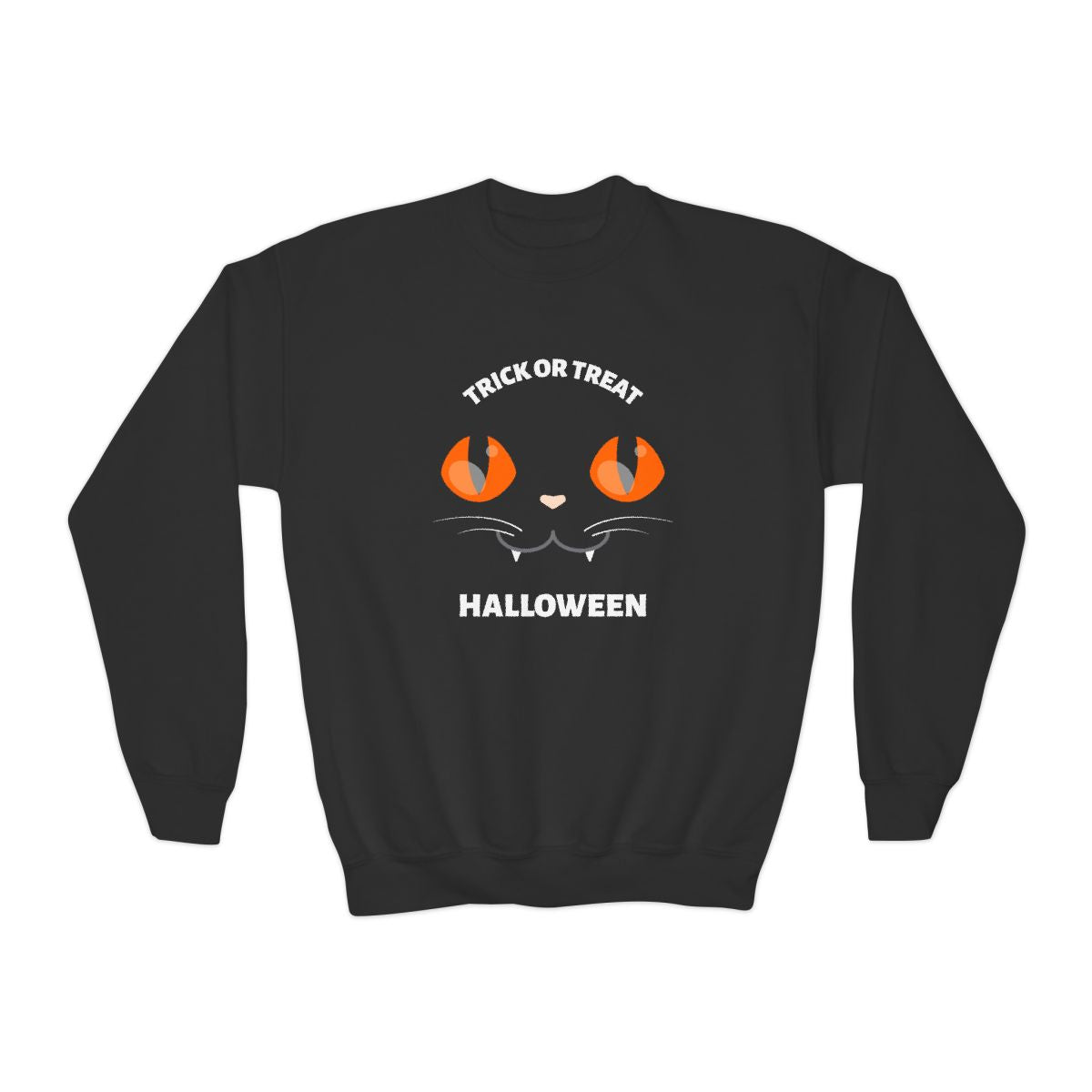 Trick Or Treat Black Cat Kids Halloween Sweatshirt - funny t-shirt by Cheeky Business