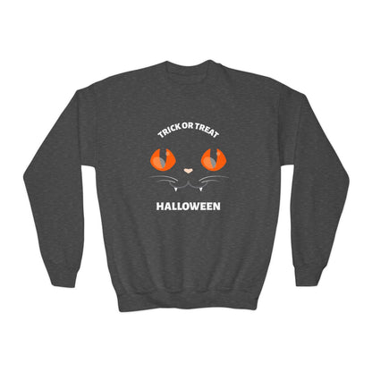 Trick Or Treat Black Cat Kids Halloween Sweatshirt - funny t-shirt by Cheeky Business
