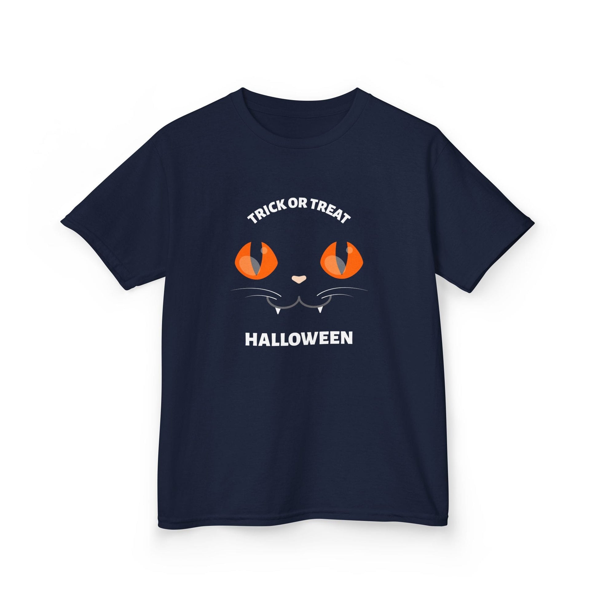 Trick Or Treat Cat Eyes Halloween Kids T-Shirt Navy / XS gift_idea unique_gift personalised_gift