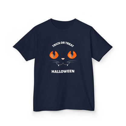 Trick Or Treat Cat Eyes Halloween Kids T-Shirt - funny t-shirt by Cheeky Business
