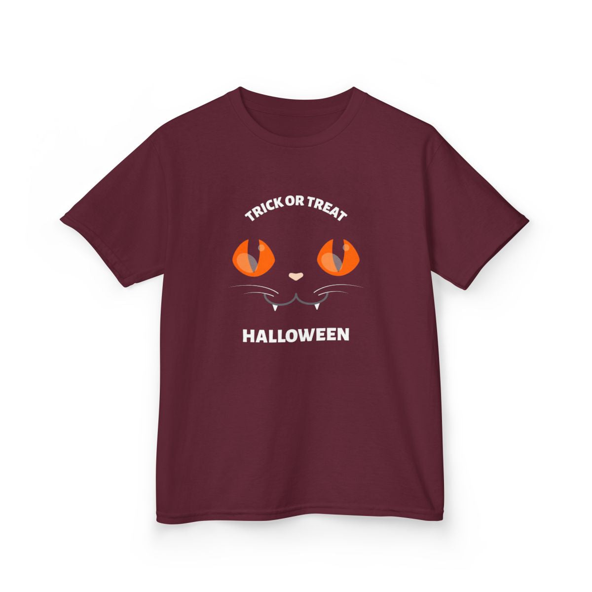 Trick Or Treat Cat Eyes Halloween Kids T-Shirt - funny t-shirt by Cheeky Business