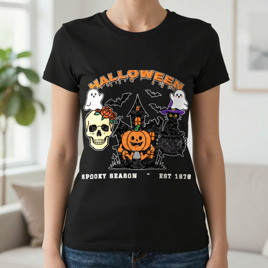 Vintage Halloween T-Shirt & Sweatshirt worn, lifestyle photo