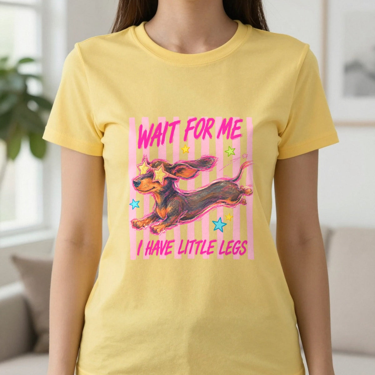 Wait For Me I Have Little Legs T-Shirt & Sweatshirt in Daisy, worn, our photo
