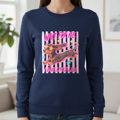 Wait For Me I Have Little Legs T-Shirt & Sweatshirt in Navy, worn, our photo