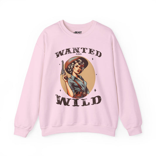 wanted and wild cowgirl sweatshirt light pink sweatshirt cowgirl gift idea
