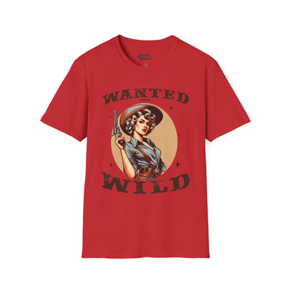 wanted & wild cowgirl t-shirt red t-shirt cowgirl gift idea