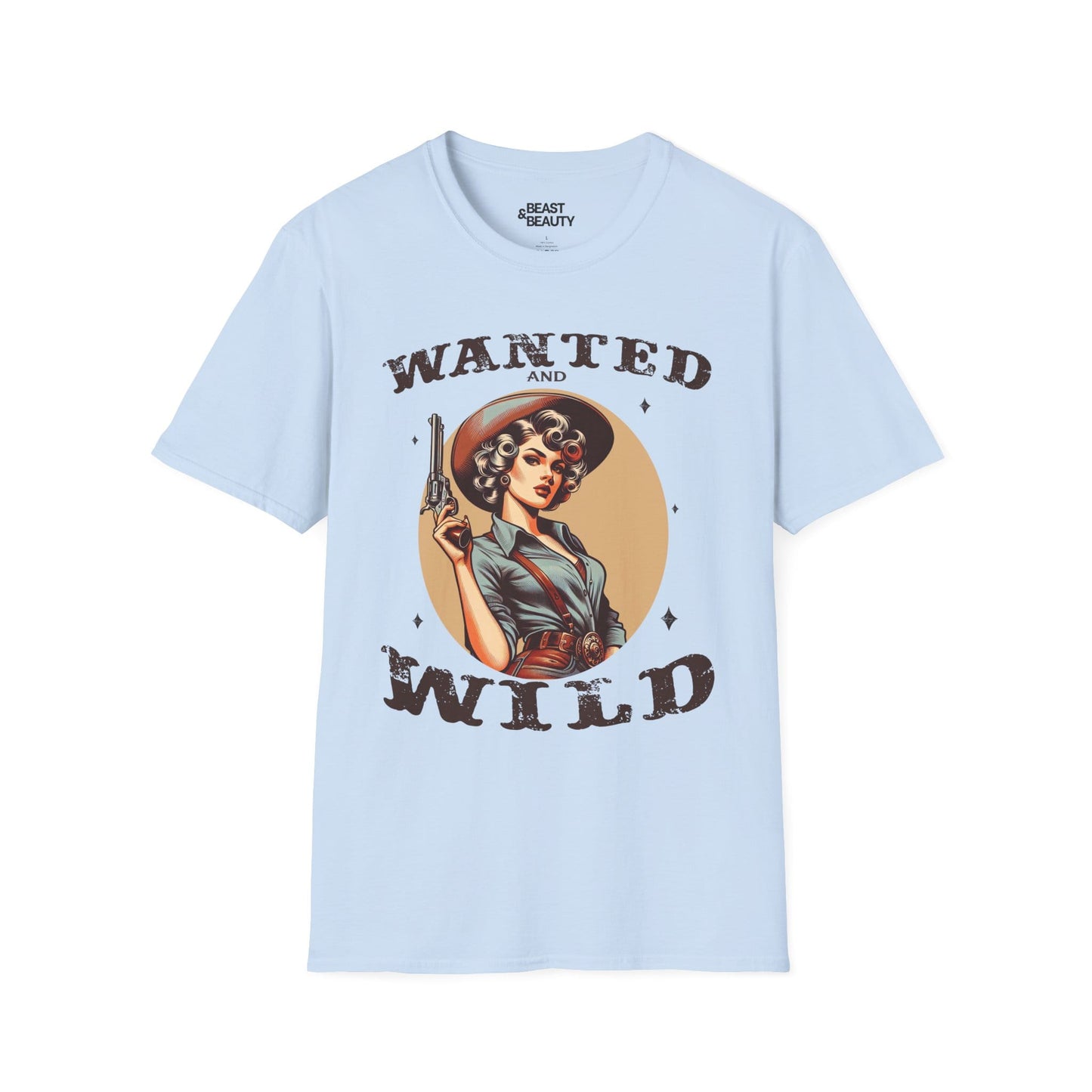 wanted & wild cowgirl t-shirt light blue t-shirt cowgirl gift idea