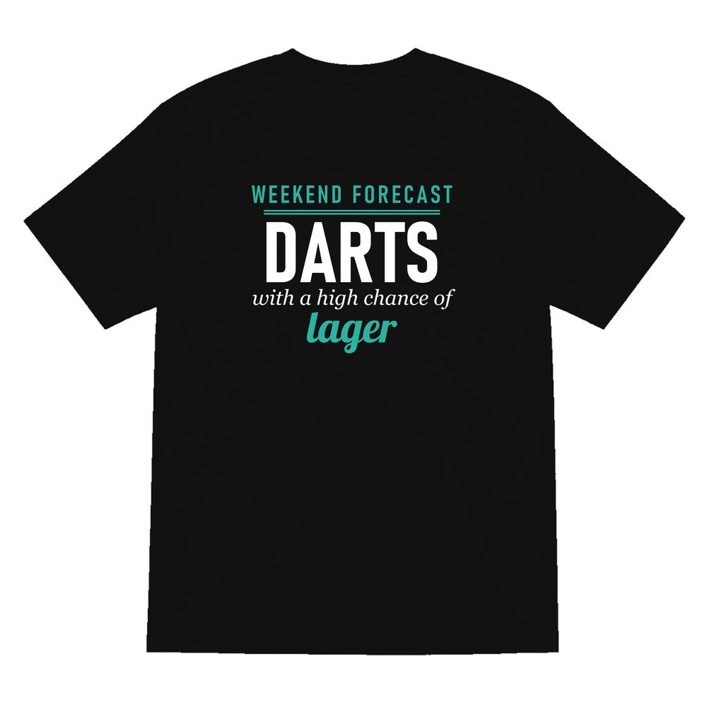 Weekend Forecast Darts With A Chance Of Lager Funny Darts T-Shirt & Sweatshirt T-Shirt in Black