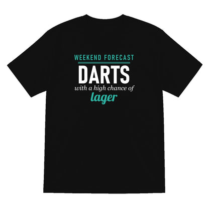 Weekend Forecast Darts With A Chance Of Lager Funny Darts T-Shirt & Sweatshirt T-Shirt in Black