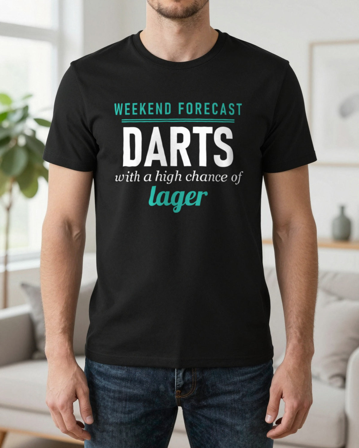 Weekend Forecast Darts With A Chance Of Lager Funny Darts T-Shirt & Sweatshirt worn