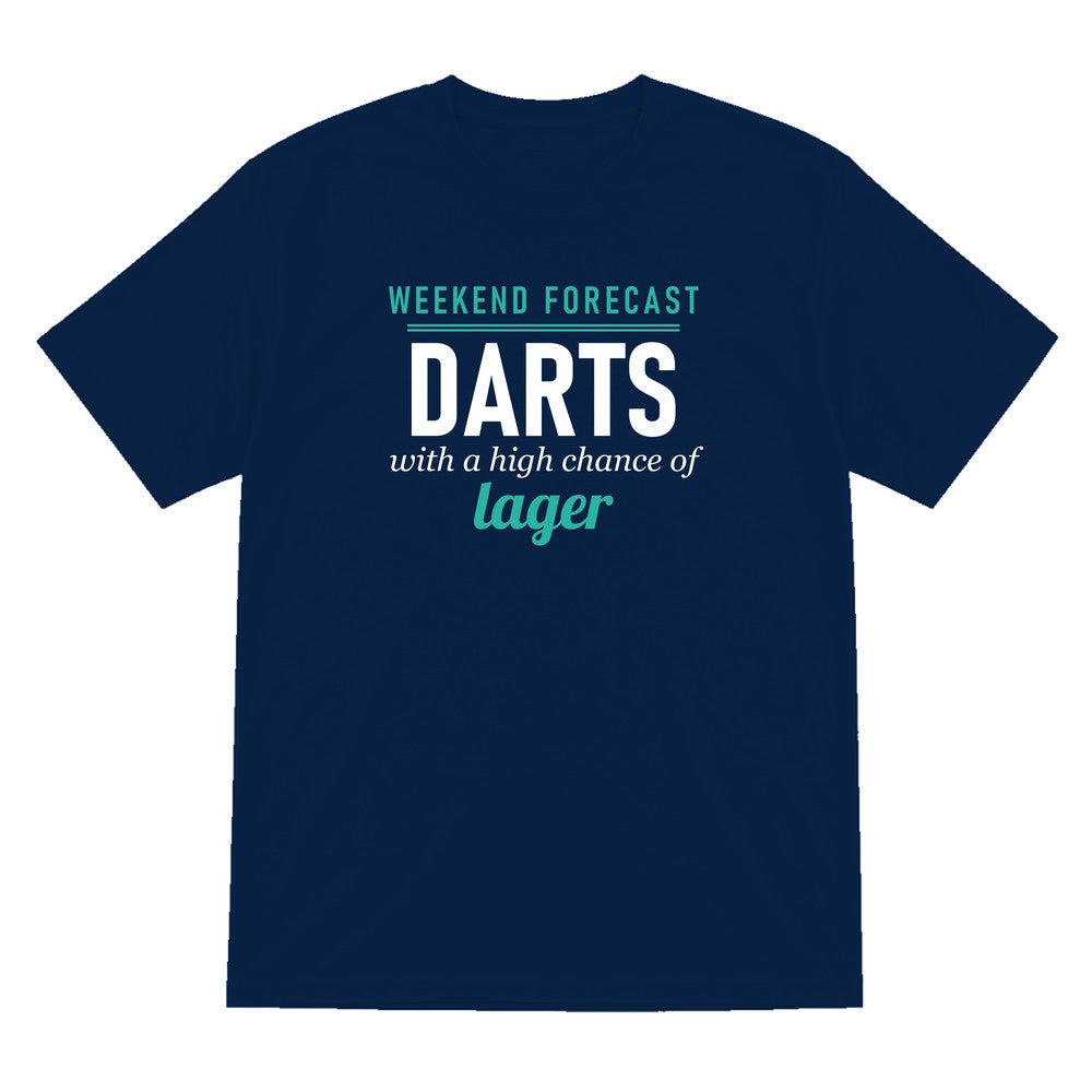 Weekend Forecast Darts With A Chance Of Lager Funny Darts T-Shirt & Sweatshirt T-Shirt in Navy